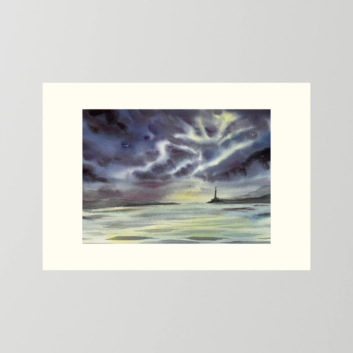 Skomvær XXVIII – Lofoten Lighthouse Watercolour Print