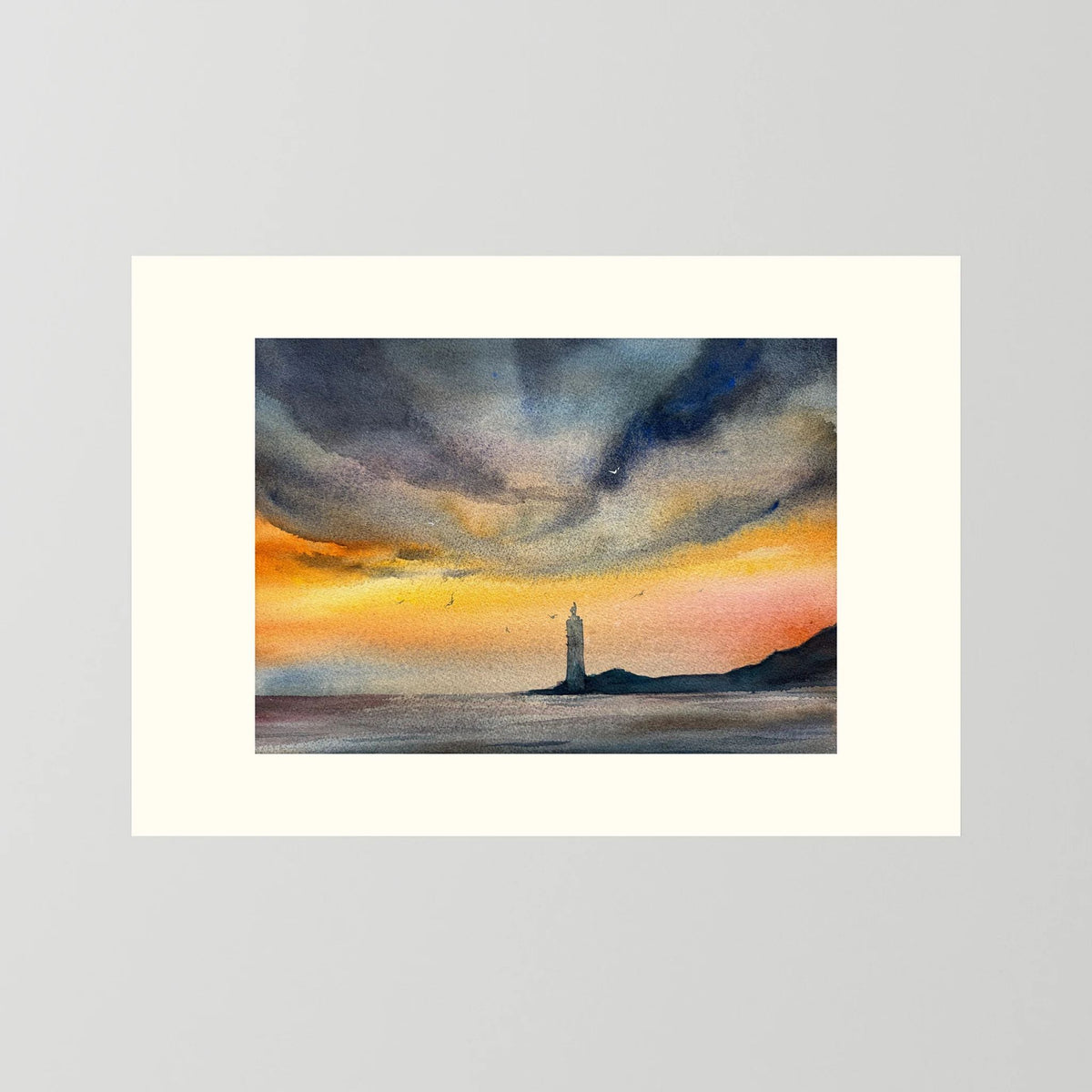 Skomvær XXVII – Lofoten Lighthouse Watercolour Print