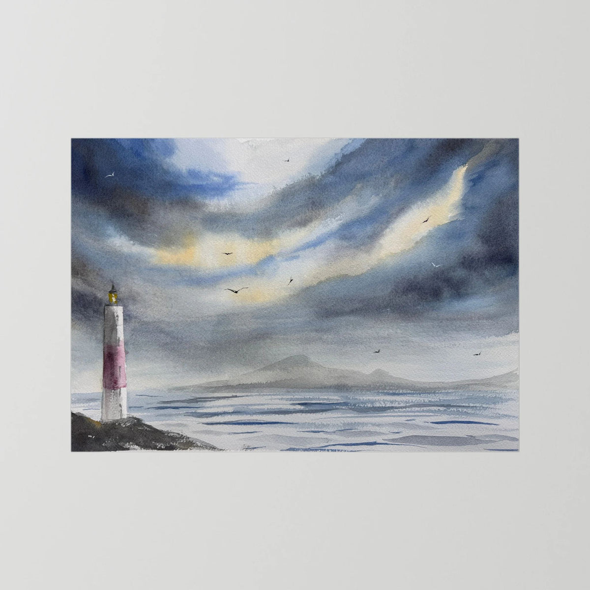 Skomvær XXV – Lofoten Lighthouse Watercolour Print