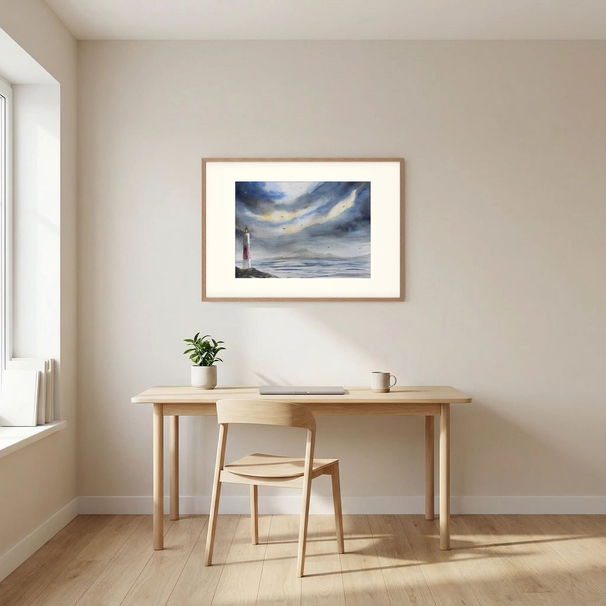 Skomvær XXV – Lofoten Lighthouse Watercolour Print