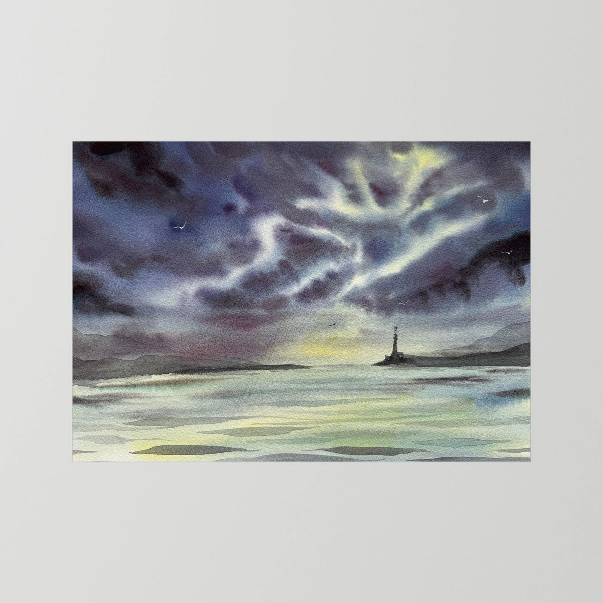 Skomvær XXVIII – Lofoten Lighthouse Watercolour Print