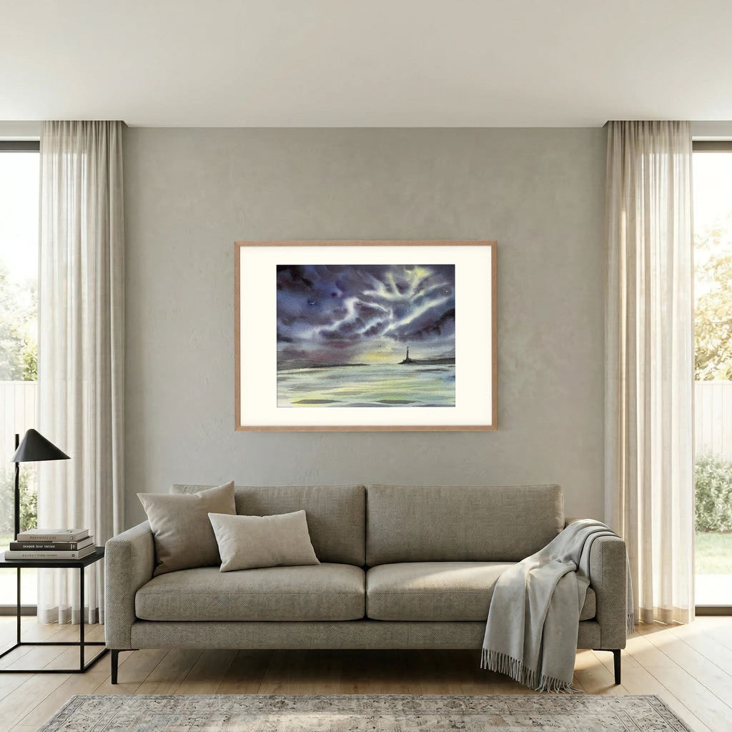 Skomvær XXVIII – Lofoten Lighthouse Watercolour Print