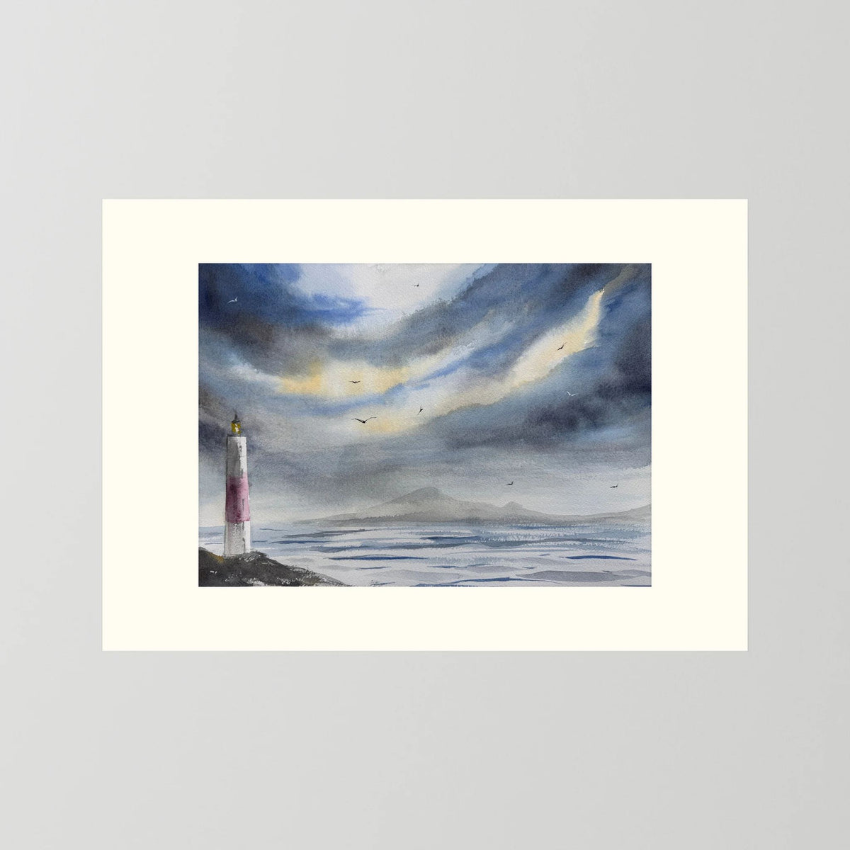 Skomvær XXV – Lofoten Lighthouse Watercolour Print