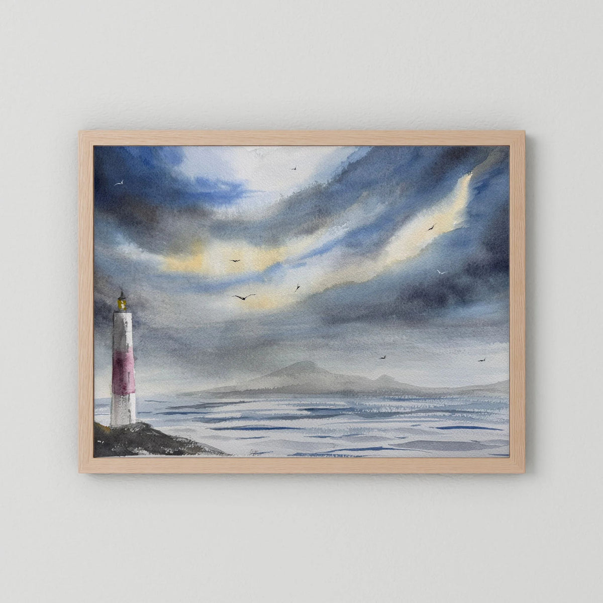 Skomvær XXV – Lofoten Lighthouse Watercolour Print