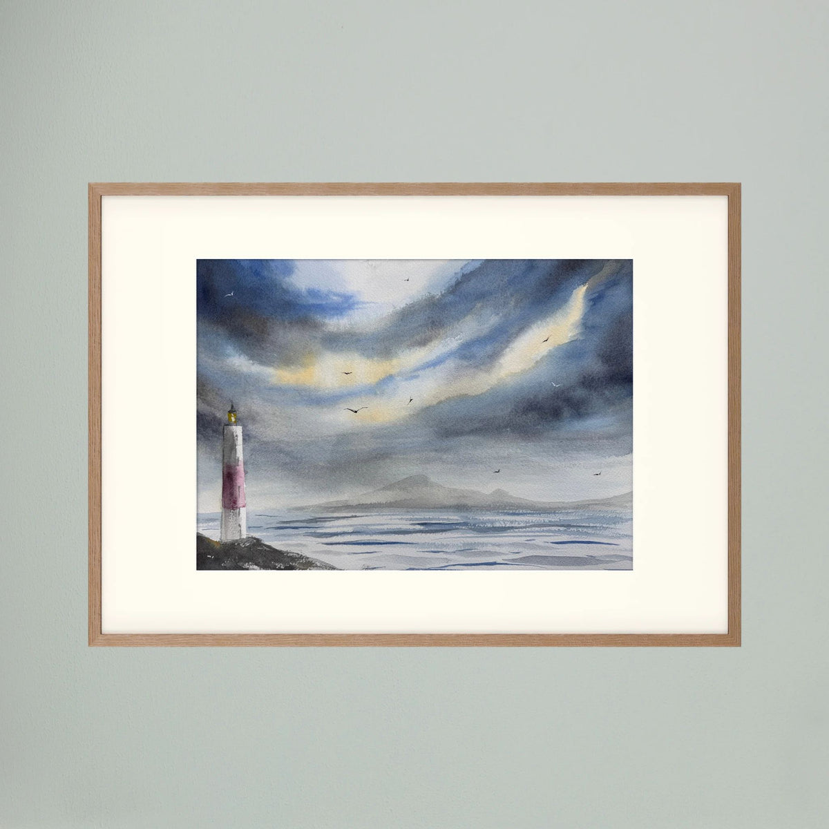 Skomvær XXV – Lofoten Lighthouse Watercolour Print