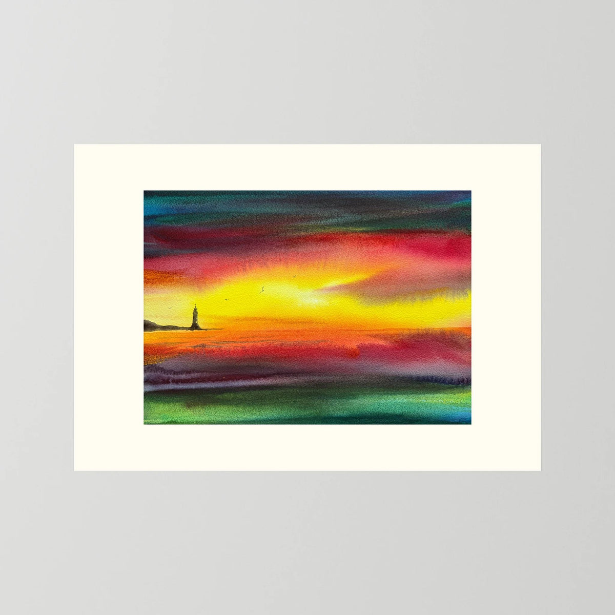Skomvær XXVI – Lofoten Lighthouse Watercolour Print
