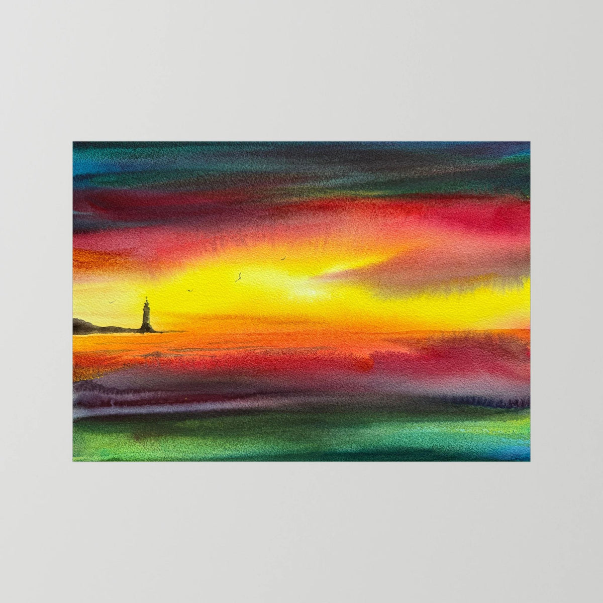 Skomvær XXVI – Lofoten Lighthouse Watercolour Print