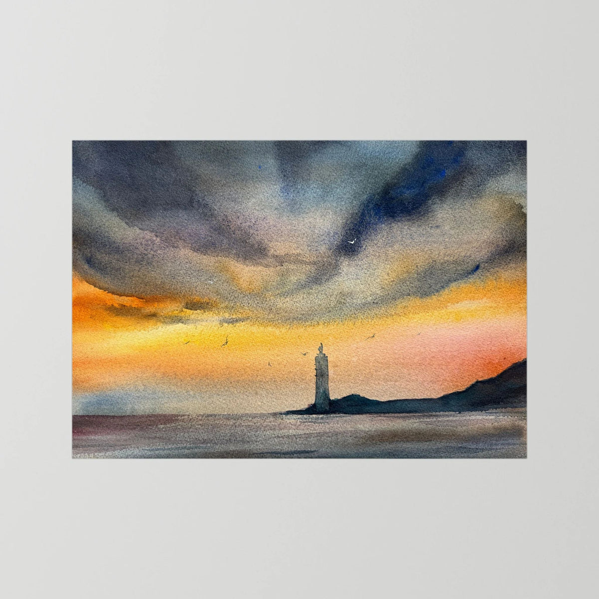Skomvær XXVII – Lofoten Lighthouse Watercolour Print