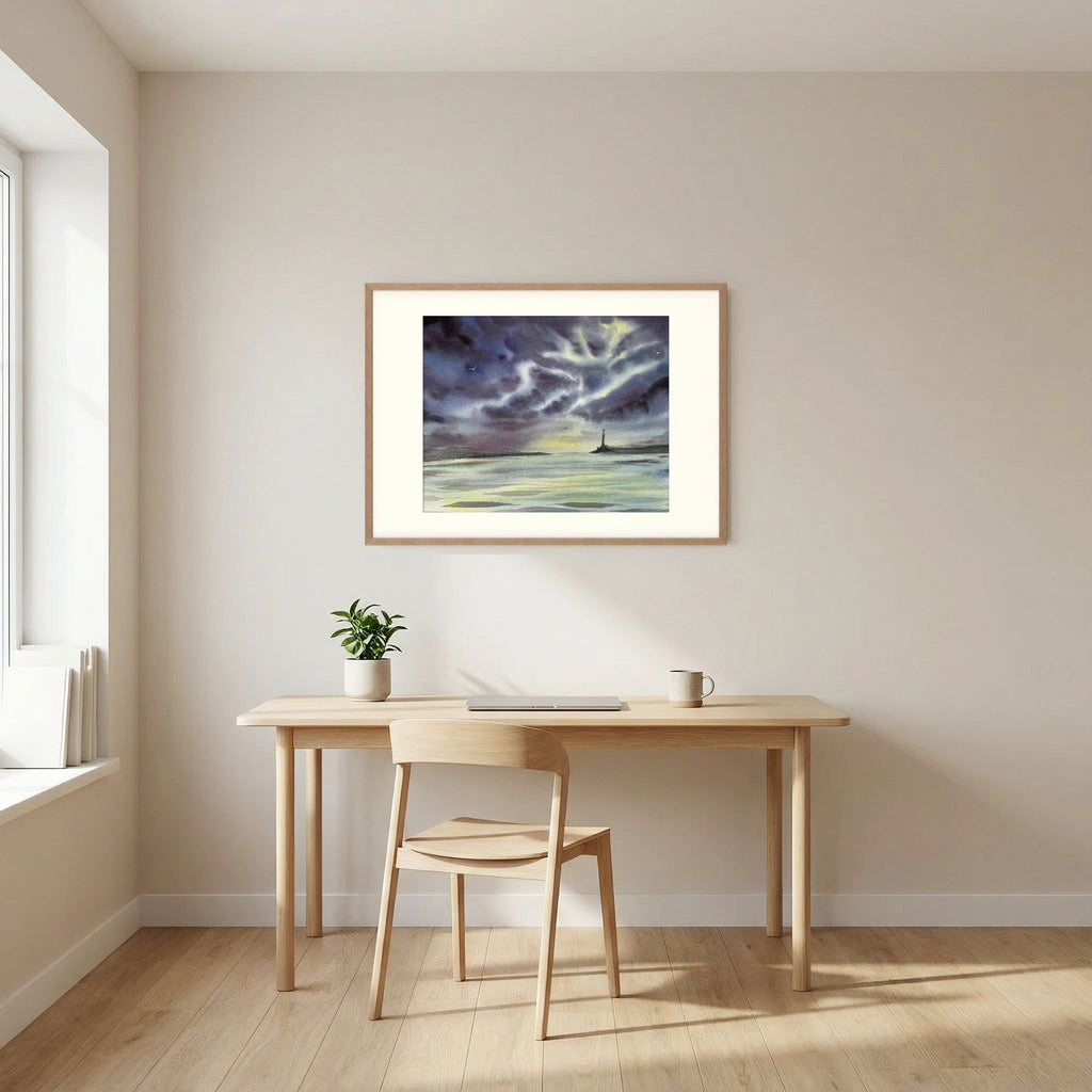 Skomvær XXVIII – Lofoten Lighthouse Watercolour Print