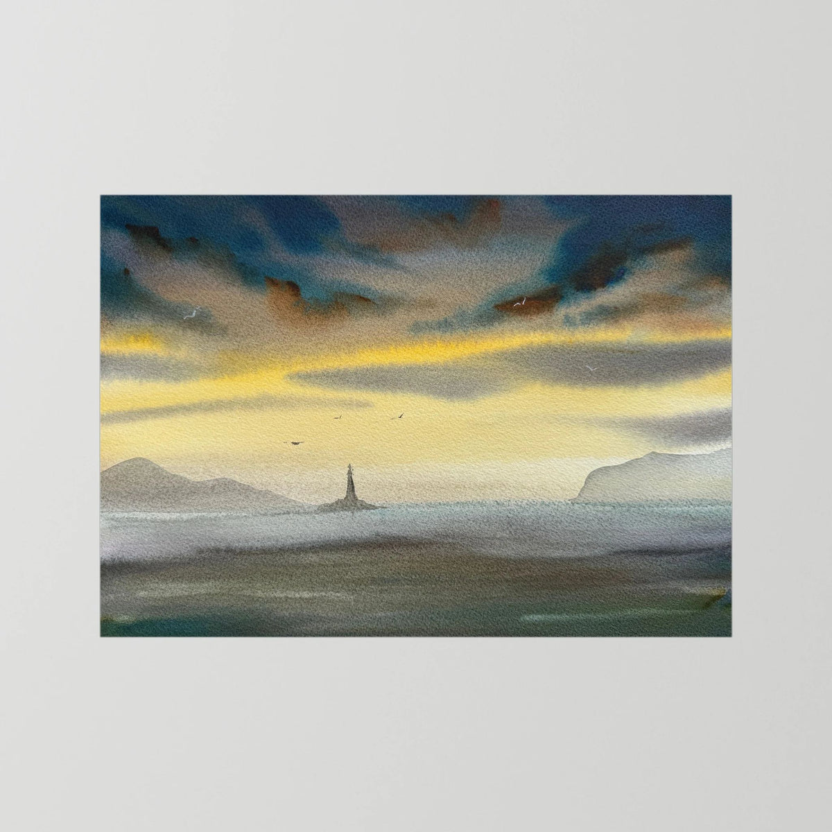 Skomvær XXIX – Lofoten Lighthouse Watercolour Print