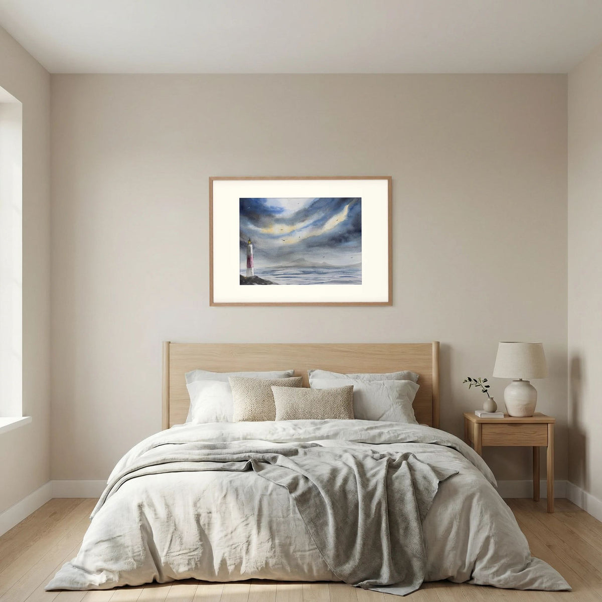 Skomvær XXV – Lofoten Lighthouse Watercolour Print