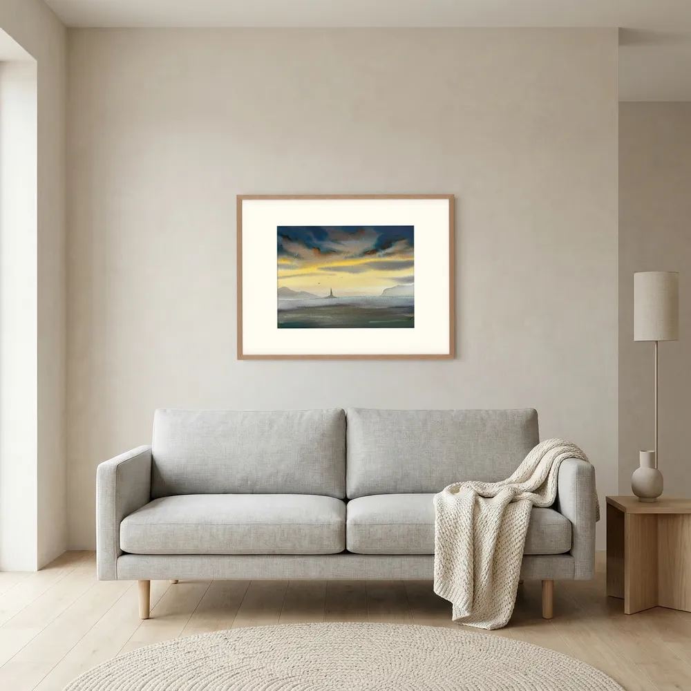 Skomvær XXIX – Lofoten Lighthouse Watercolour Print