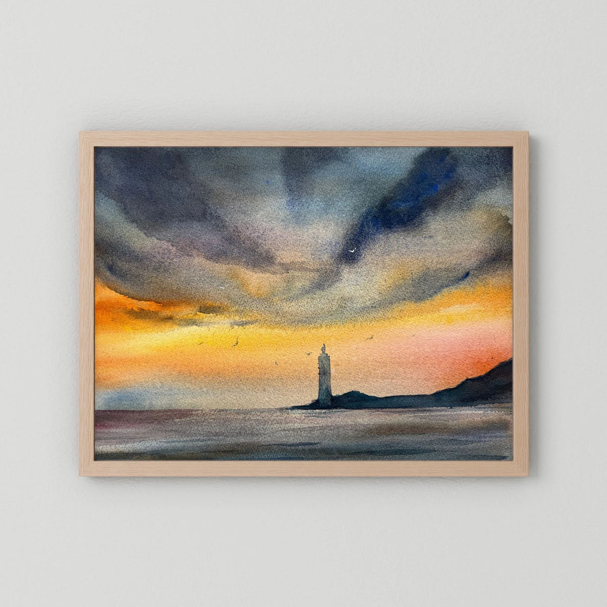 Skomvær XXVII – Lofoten Lighthouse Watercolour Print